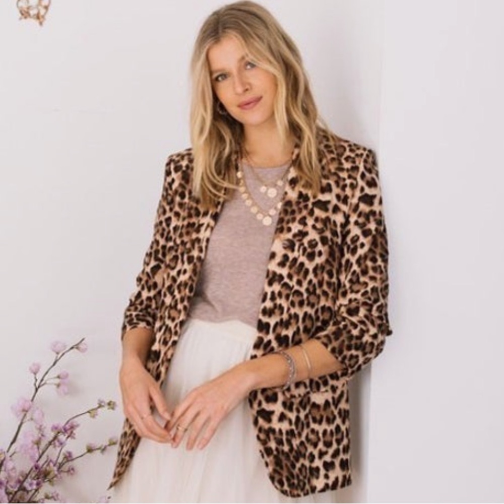 PLUS 1x-3x.  Leopard print blazer by Oddi. How cute with all attire! Rouched